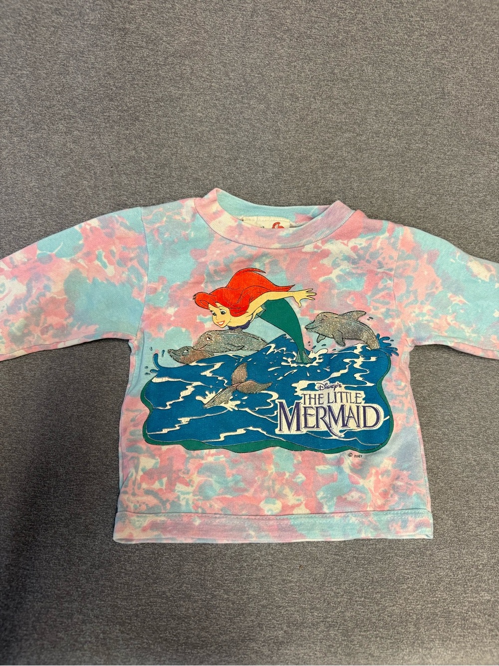 Vintage Disney Little Mermaid Ariel Dolphin Tie-Dye Sweatshirt Size 4